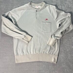 Vintage Unitog Pegasus Mobil Oil Henley Sweatshirt Gray Large Made in USA Pocket